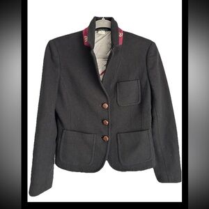 J CREW Black Wool Rare VINTAGE Academia Robert Noble Fox Hunt Scotch Jacket Sz 6